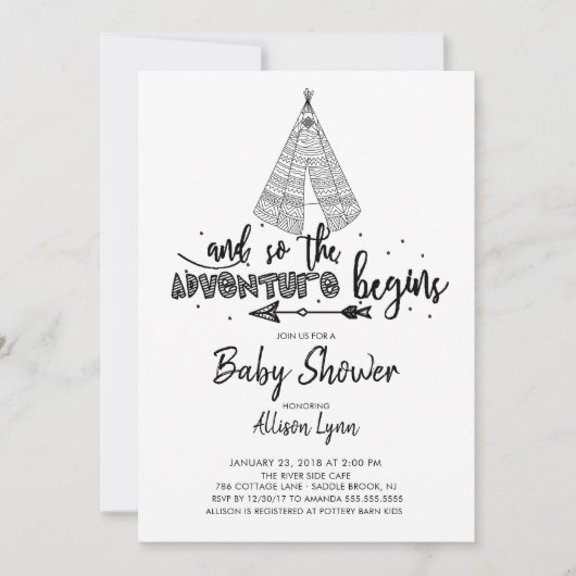 Het avontuur begint de Uitnodiging van het Baby sh (Voorkant)