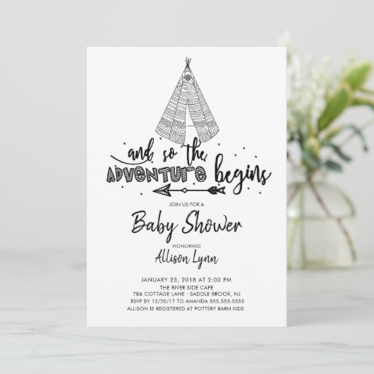 Het avontuur begint de Uitnodiging van het Baby sh (Staand voorkant)