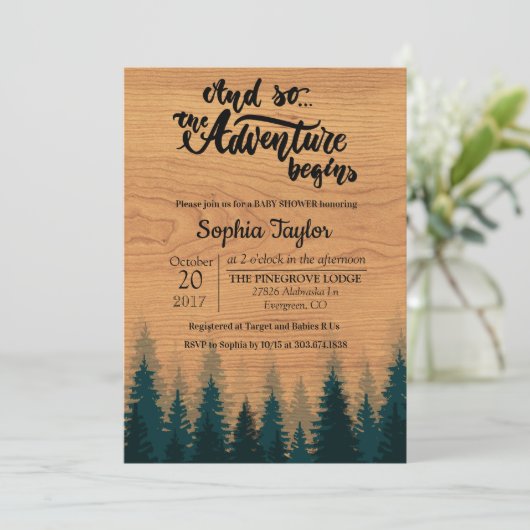 Het avontuur begint de Uitnodiging van het Baby sh (Staand voorkant)