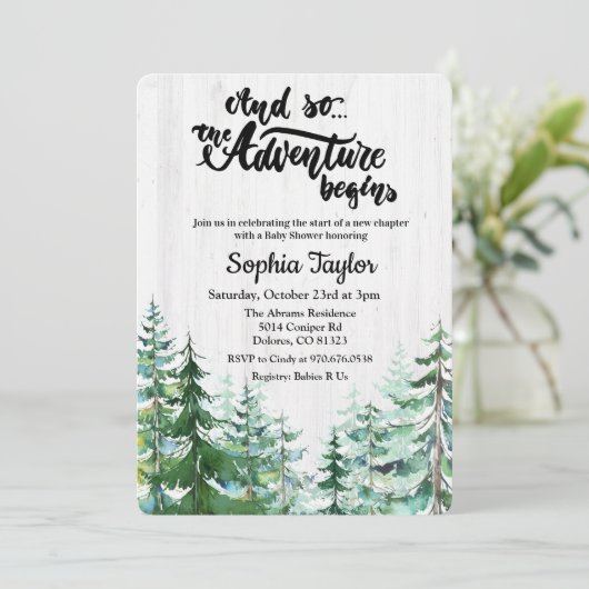 Het avontuur begint de Uitnodiging van het Baby sh (Staand voorkant)