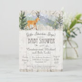 Het avontuur begint Deer Birch Baby shower Uitnodi Kaart (Staand voorkant)