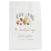 Het avontuur begint Dieren Camping Baby shower Medium Cadeauzakje (Voorkant)