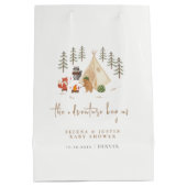 Het avontuur begint Dieren Camping Baby shower Medium Cadeauzakje (Achterkant)
