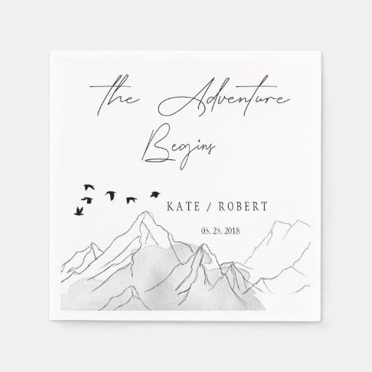 Het avontuur begint ⎥ Elegant stencil bruiloft Servet (Voorkant)