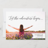 Het avontuur begint Foto Graduation Party Kaart (Voorkant)