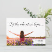 Het avontuur begint Foto Graduation Party Kaart (Staand voorkant)