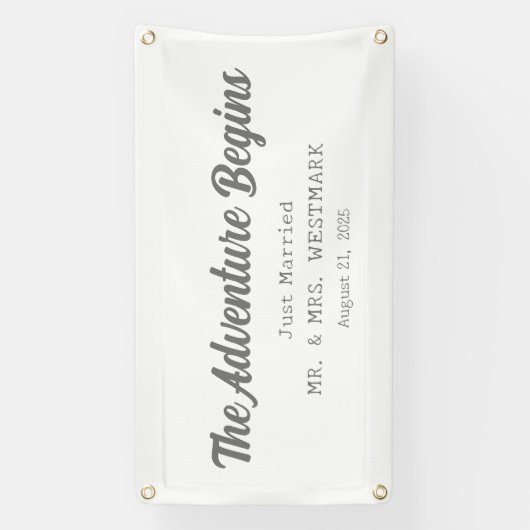 Het avontuur begint gewoon gehuwde auto banner (Verticaal)