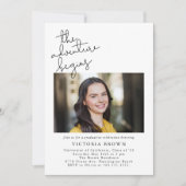 Het avontuur begint Graduation Party Foto Kaart (Voorkant)