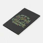 Het avontuur begint, grappige avonturier post-it® notes (Schuin)