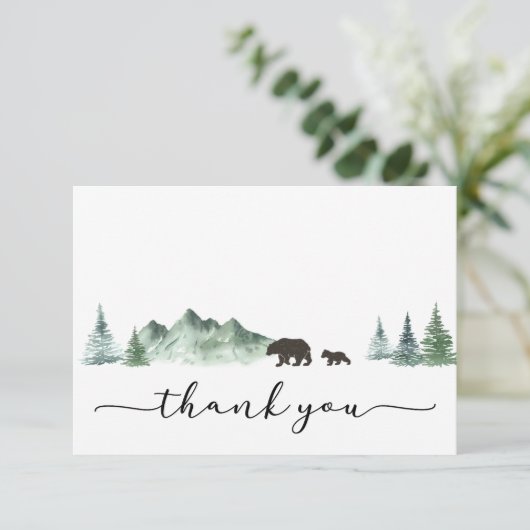 Het avontuur begint het Baby shower van het Beer Bedankkaart (Staand voorkant)