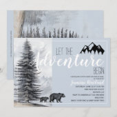 Het avontuur begint het Baby shower van het Beer W Kaart (Voorkant / Achterkant)