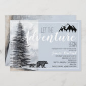 Het avontuur begint het Baby shower van het Beer W Kaart (Voorkant / Achterkant)