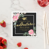 Het avontuur begint hete roze bloemenfeest Afstude Servet (Insitu)