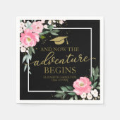 Het avontuur begint hete roze bloemenfeest Afstude Servet (Voorkant)