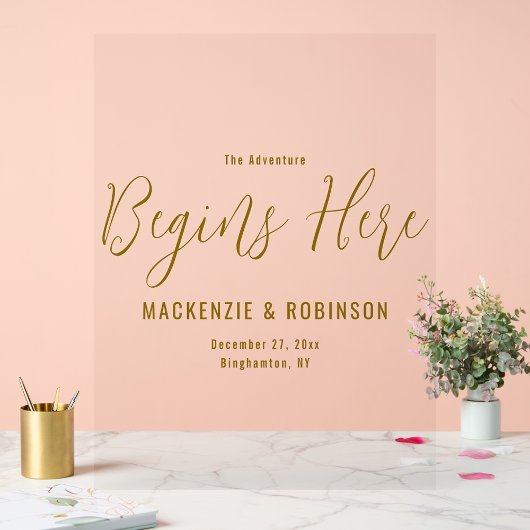 Het avontuur begint hier Elegant Wedding Welkom Acryl Bord