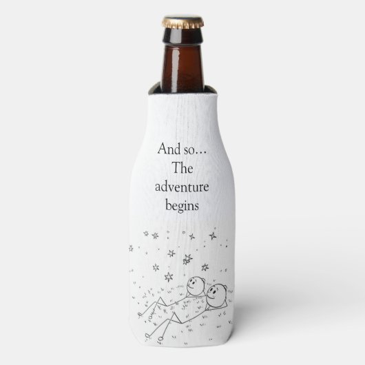 “Het Avontuur Begint” Koozie Fleskoeler (Fles Voorkant)