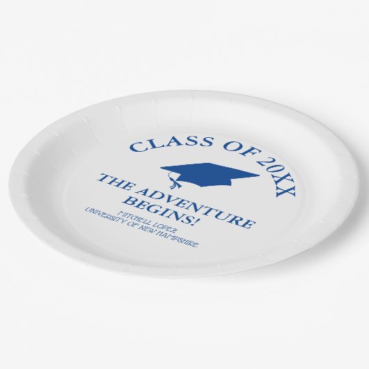 Het avontuur begint met Afstuderen Papieren Bordje (Gekanteld)