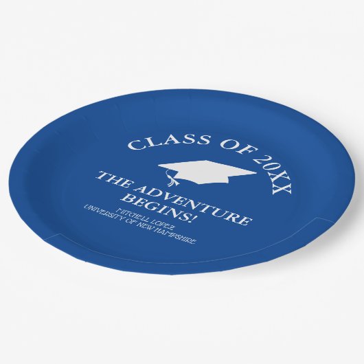 Het avontuur begint met Afstuderen Papieren Bordje (Gekanteld)