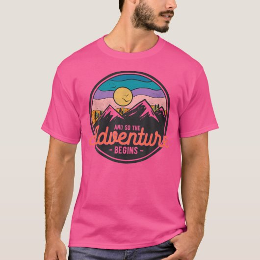 Het avontuur begint met avontuur - wandelend - C T-shirt (Voorkant)
