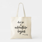 Het avontuur begint met bride en bruidend huwelijk tote bag (Achterkant)
