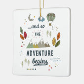 Het avontuur begint met de baby thuisverdieping keramisch ornament (Links)