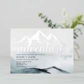 Het avontuur begint met de bruiloft in de bergen folie uitnodiging (Staand Voorkant)