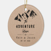 het avontuur begint met de eerste kerstfoto keramisch ornament (Links)