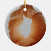 het avontuur begint met de eerste kerstfoto keramisch ornament (Achterkant)