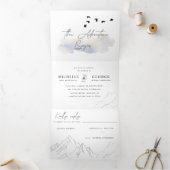 Het avontuur begint met een elegante bruiloft drieluik uitnodiging (Binnen)