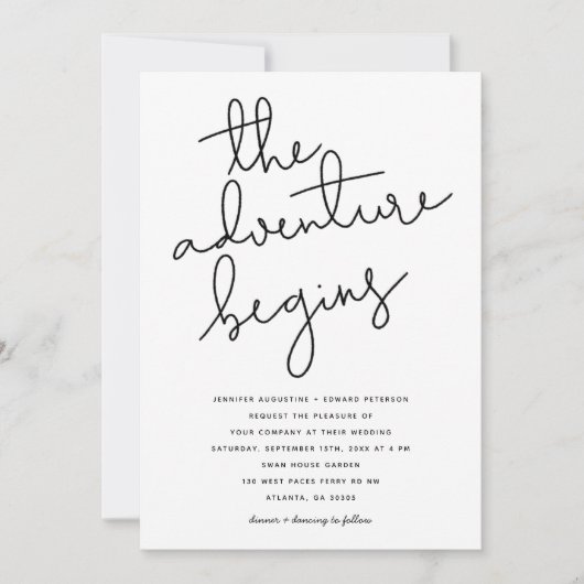 het avontuur begint met een moderne bruiloft kaart (Voorkant)