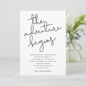 het avontuur begint met een moderne bruiloft kaart (Staand voorkant)