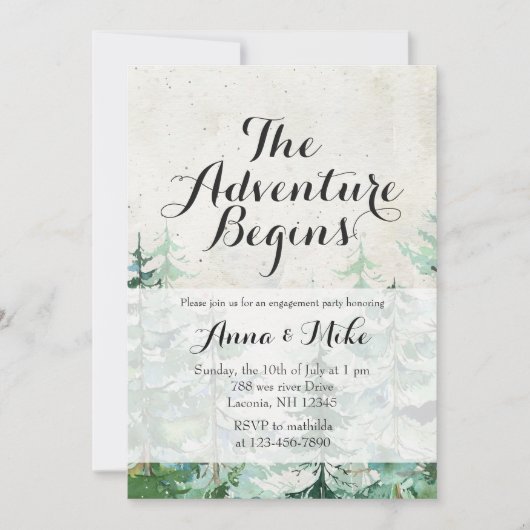 Het avontuur begint met een rustiek verlovingsfees kaart (Voorkant)