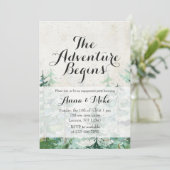 Het avontuur begint met een rustiek verlovingsfees kaart (Staand voorkant)