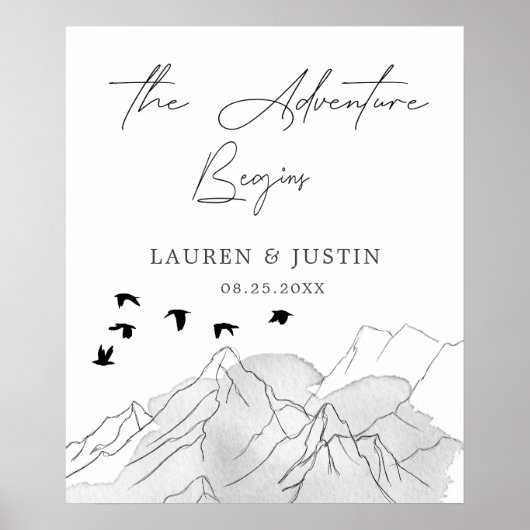 Het avontuur begint met elegante bruiloft Welkom Poster (Voorkant)