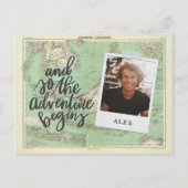 Het avontuur begint met foto-afstuderen invullen uitnodiging briefkaart (Voorkant)