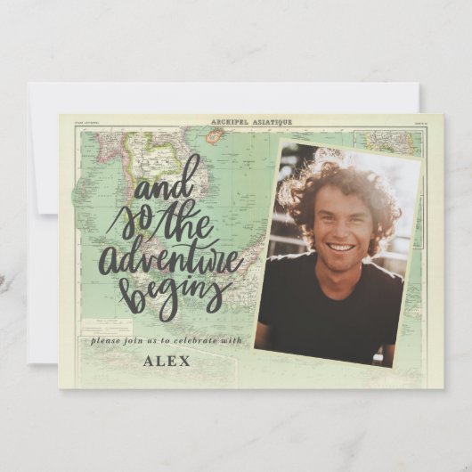 Het avontuur begint met foto-afstuderen kaart (Voorkant)