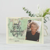 Het avontuur begint met foto-afstuderen kaart (Staand voorkant)