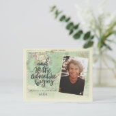 Het avontuur begint met foto-afstuderen uitnodiging briefkaart (Staand voorkant)