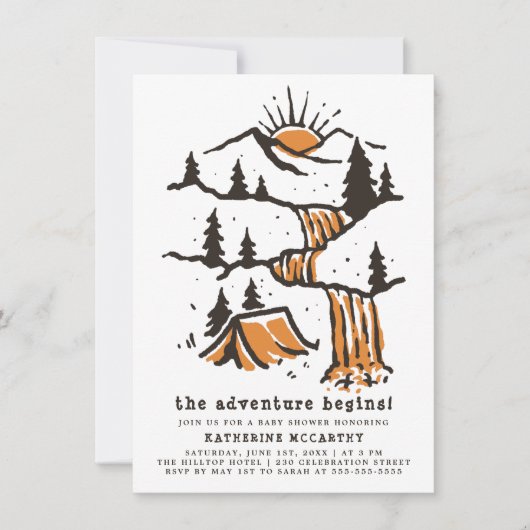 Het avontuur begint met het Baby shower Rustic Woo Kaart (Voorkant)