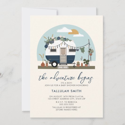 Het avontuur begint met het Baby shower van Boho B Kaart (Voorkant)