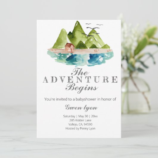 Het avontuur begint met het baby shower van de ber kaart (Staand voorkant)