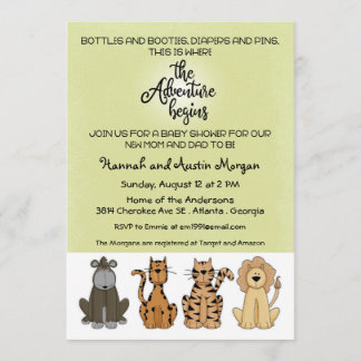 Het avontuur begint met het Baby shower van paren Kaart