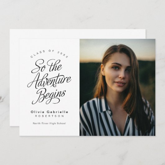 Het avontuur begint met minimalistisch Afstuderen Aankondiging (Voorkant / Achterkant)