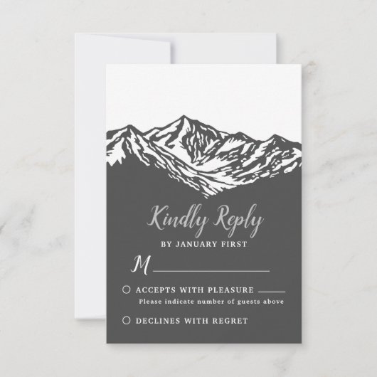 Het avontuur begint met mountain Wedding Gray RSVP (Voorkant)