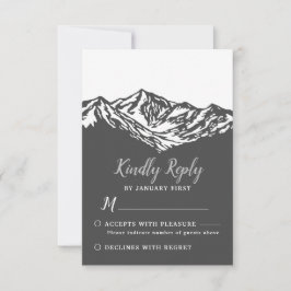 Het avontuur begint met mountain Wedding Gray RSVP Kaartje