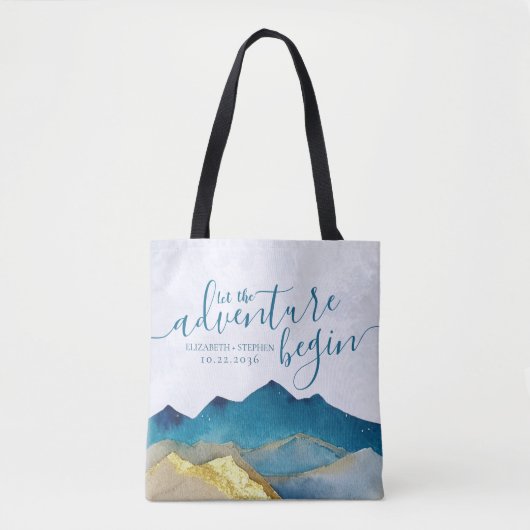 Het avontuur begint met Waterverf Mountains Weddin Tote Bag (Voorkant)