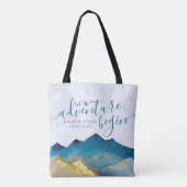Het avontuur begint met Waterverf Mountains Weddin Tote Bag (Achterkant)