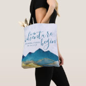 Het avontuur begint met Waterverf Mountains Weddin Tote Bag (Dichtbij)