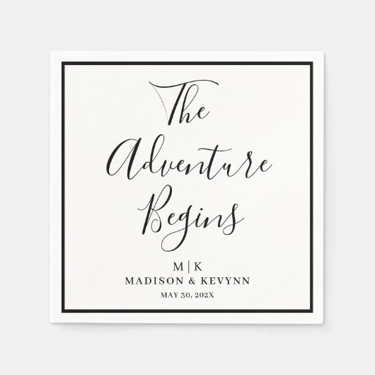Het avontuur begint minimaal | bruiloftsservetten servet (Voorkant)