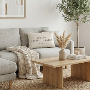 Het Avontuur Begint Minimalistische Citaat Trouwda Accent Kussen